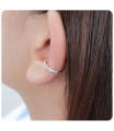 Flower Stone Set Silver Ear Cuff EC-413